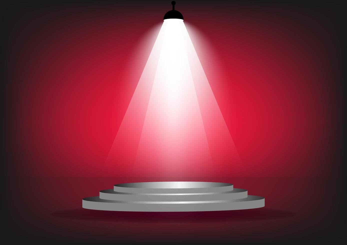 podium with spotlight for show with red wall background vector