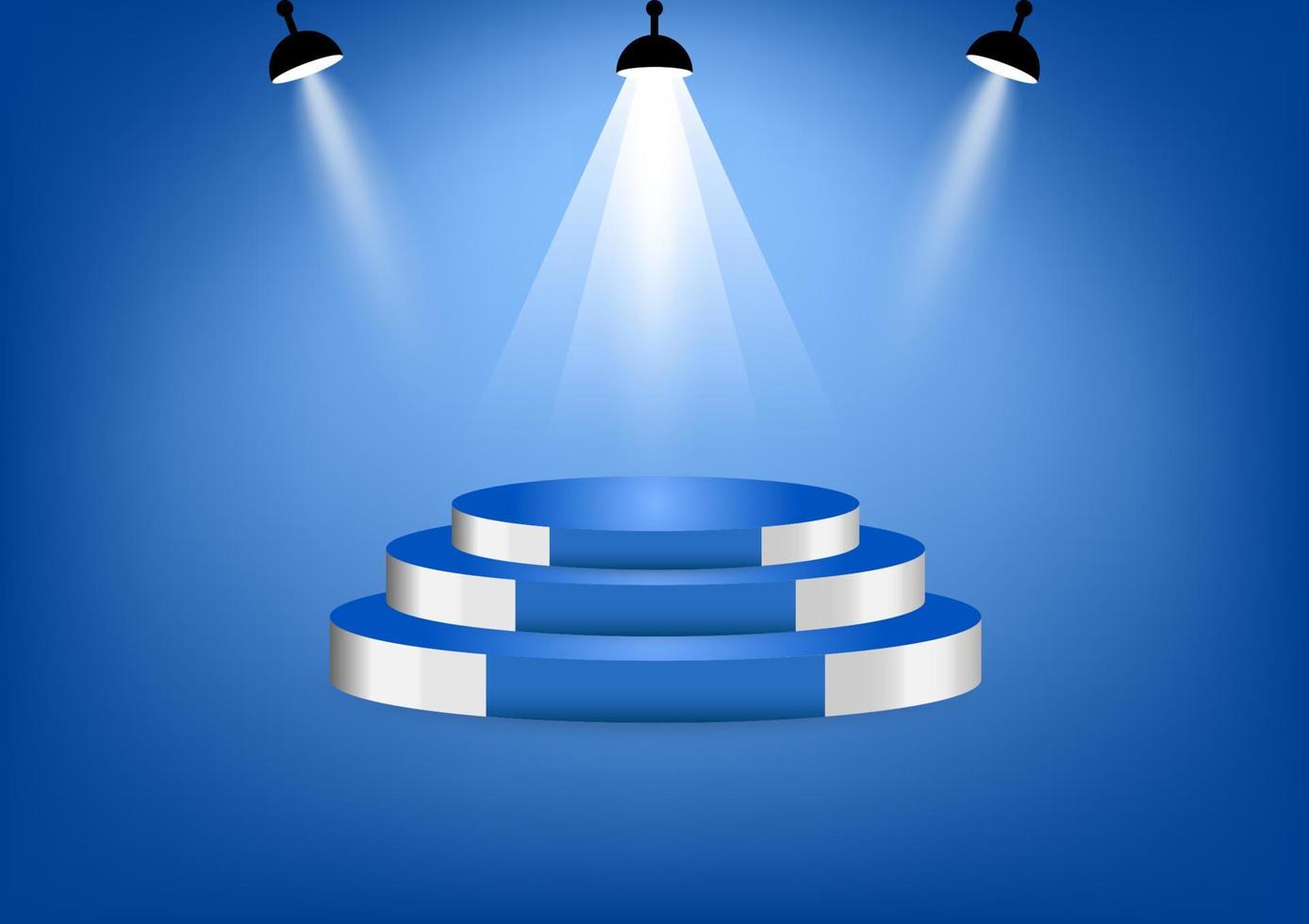 podio azul para mostrar productos o presentaciones con foco de fondo de color azul vector