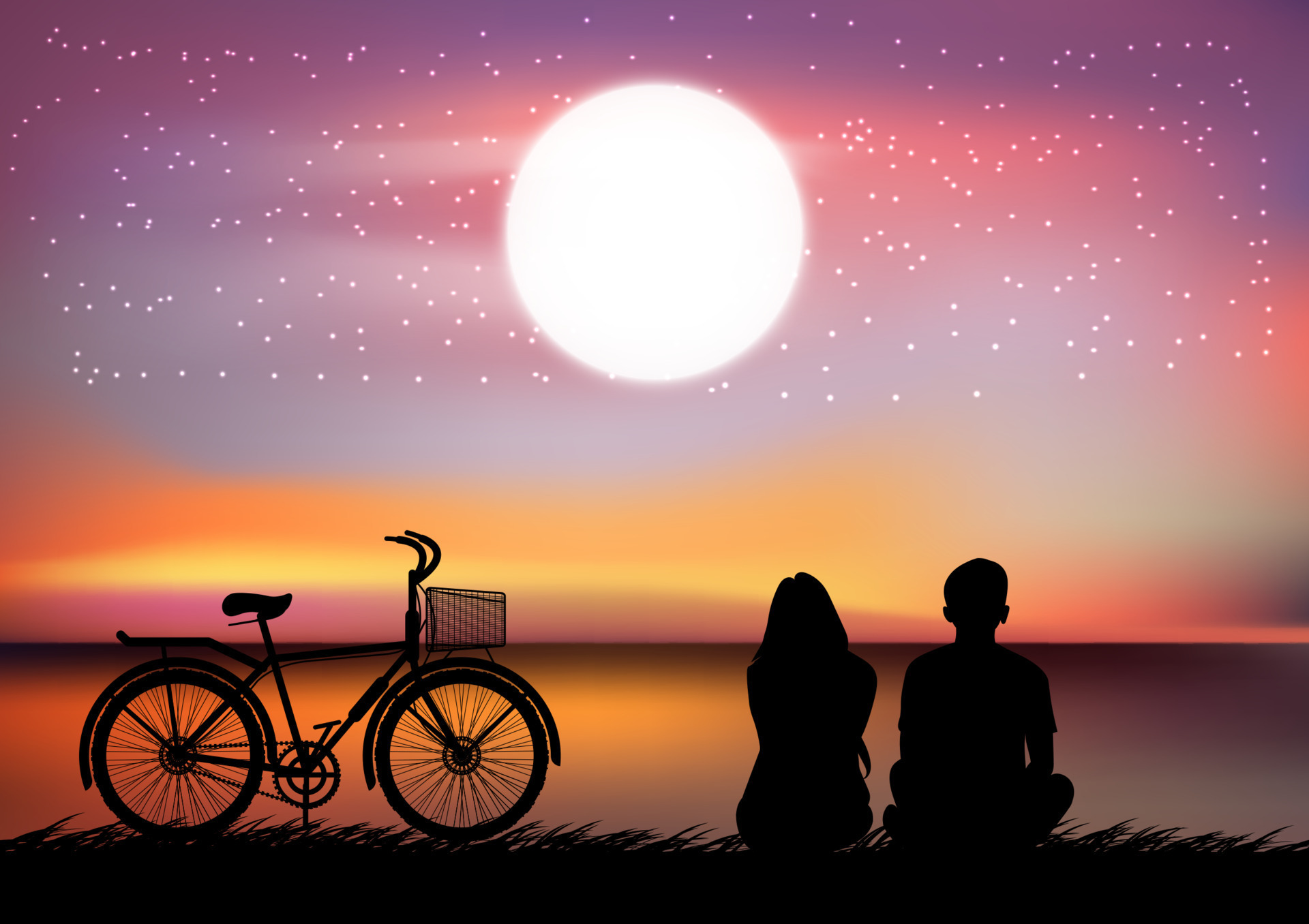 couple silhouette sitting