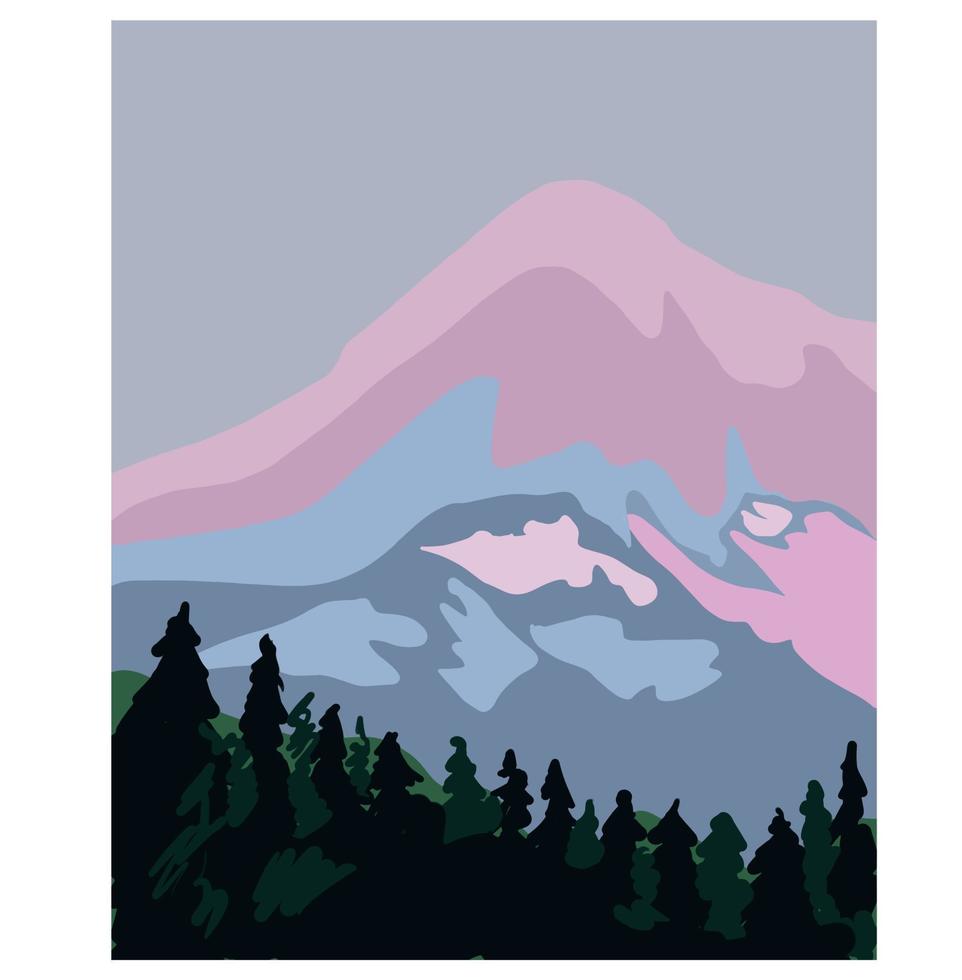 landscape mountain and spruce forest vector