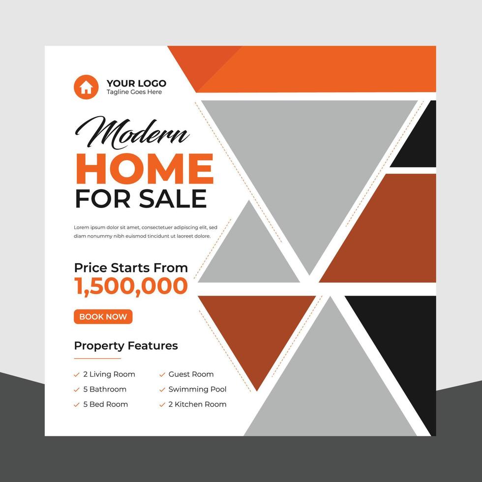 Trendy Editable real estate house sale and home rent advertising geometric modern square Social media post banner layouts set for digital marketing agency. Business elegant Promotion template design. vector
