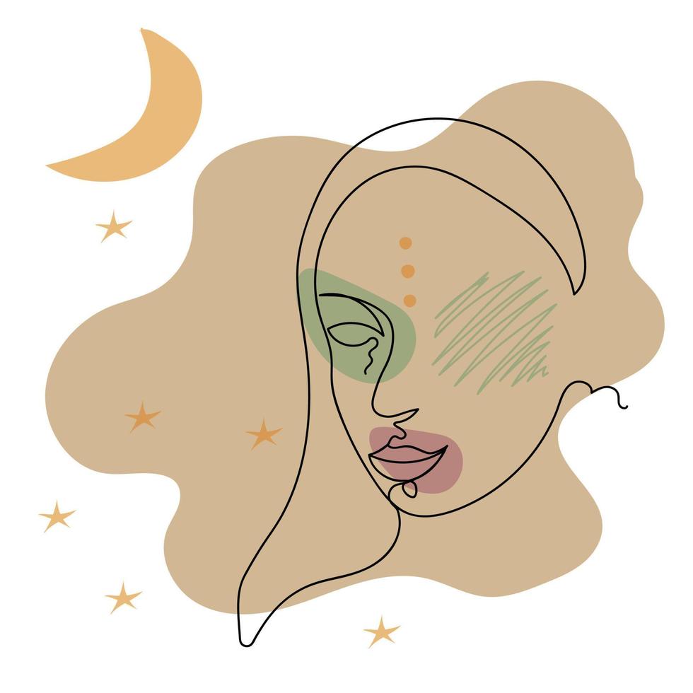 Woman face, lineart style vector