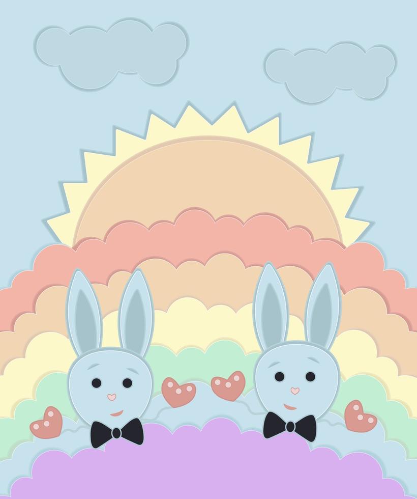 Rabbits, lgbt theme, vector illustration
