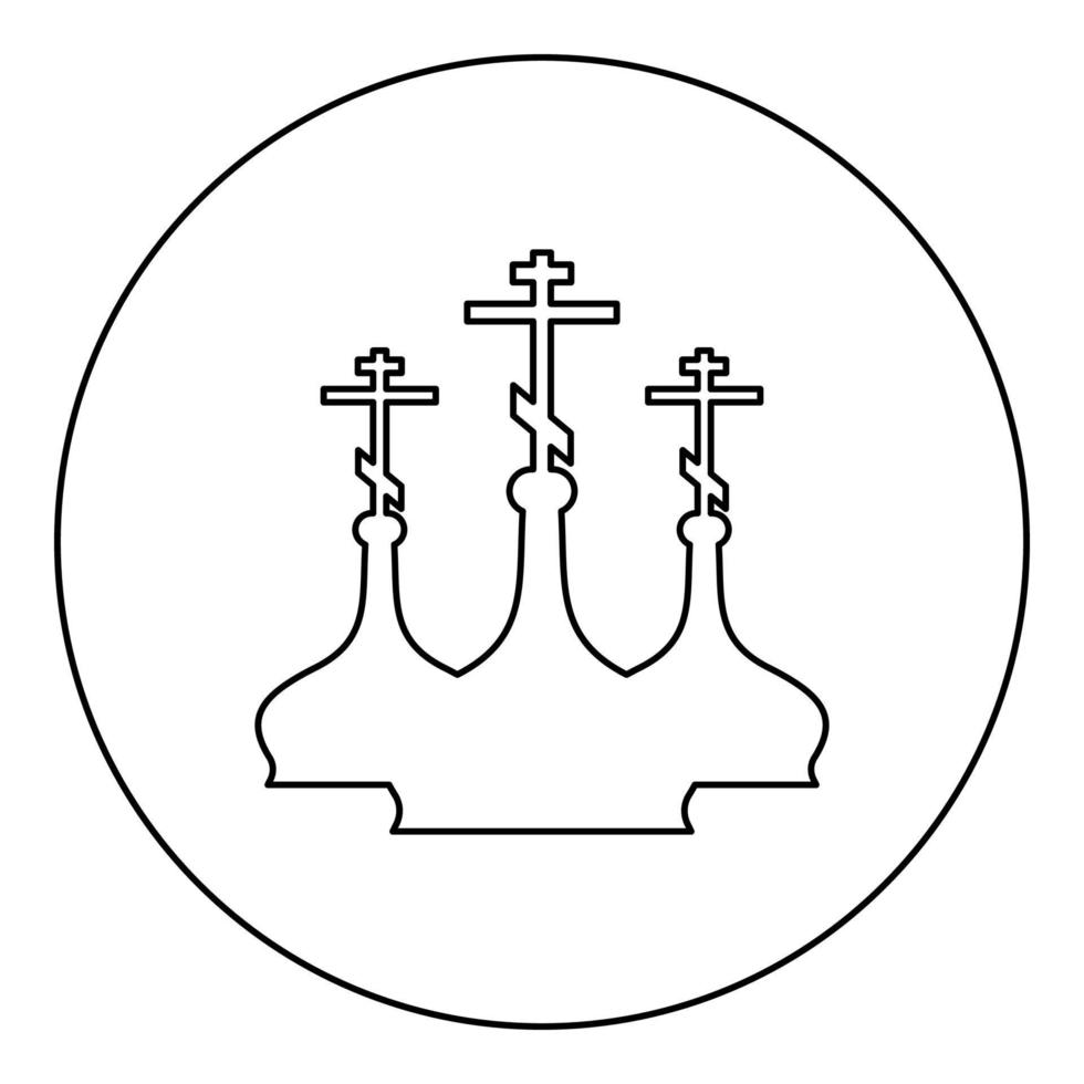 Dome of the Church icon in circle round black color vector illustration image outline contour line thin style