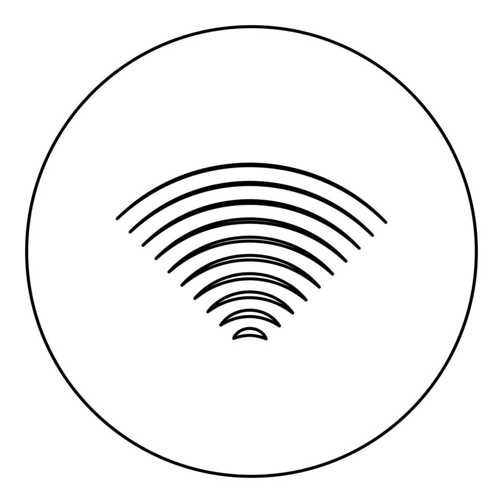 Radio wave wireless icon in circle round black color vector illustration image outline contour line thin style