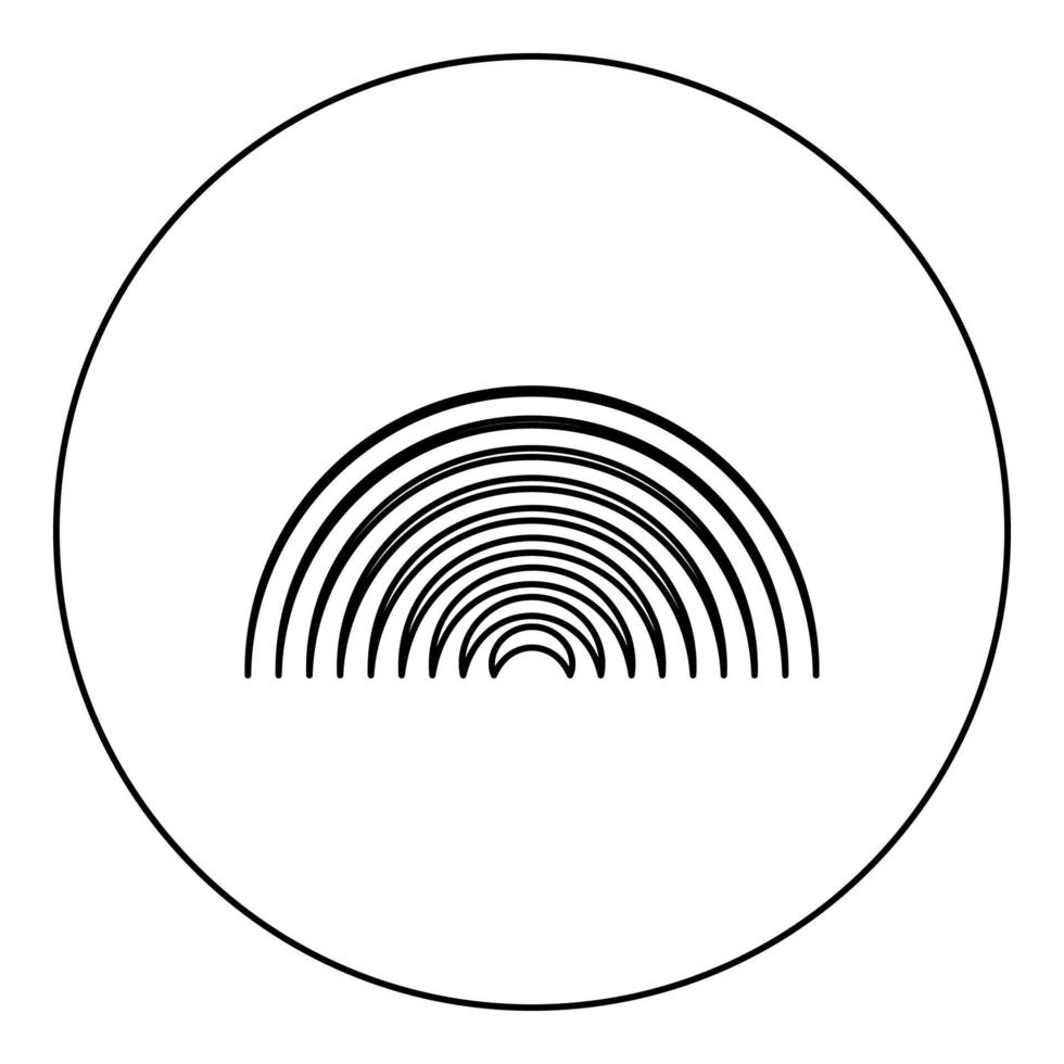 Radio wave wireless icon in circle round black color vector illustration image outline contour line thin style