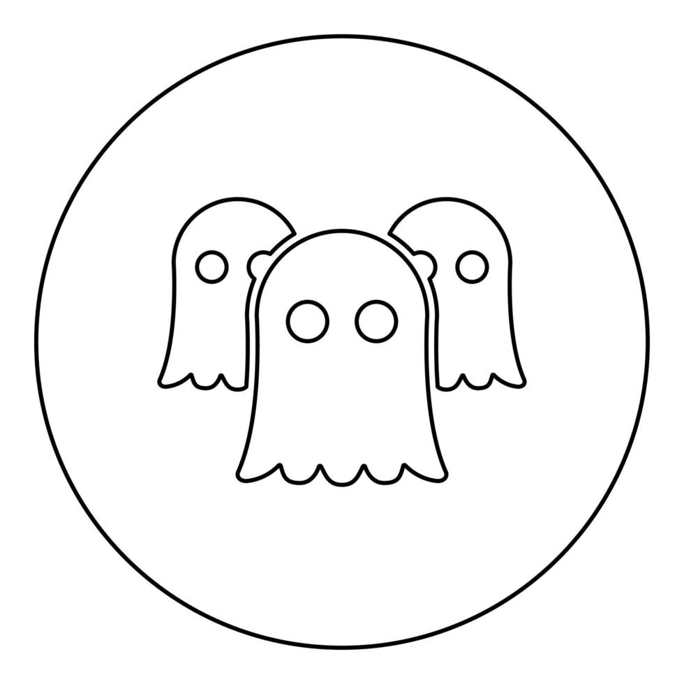 Spirits Ghosts icon in circle round black color vector illustration image outline contour line thin style