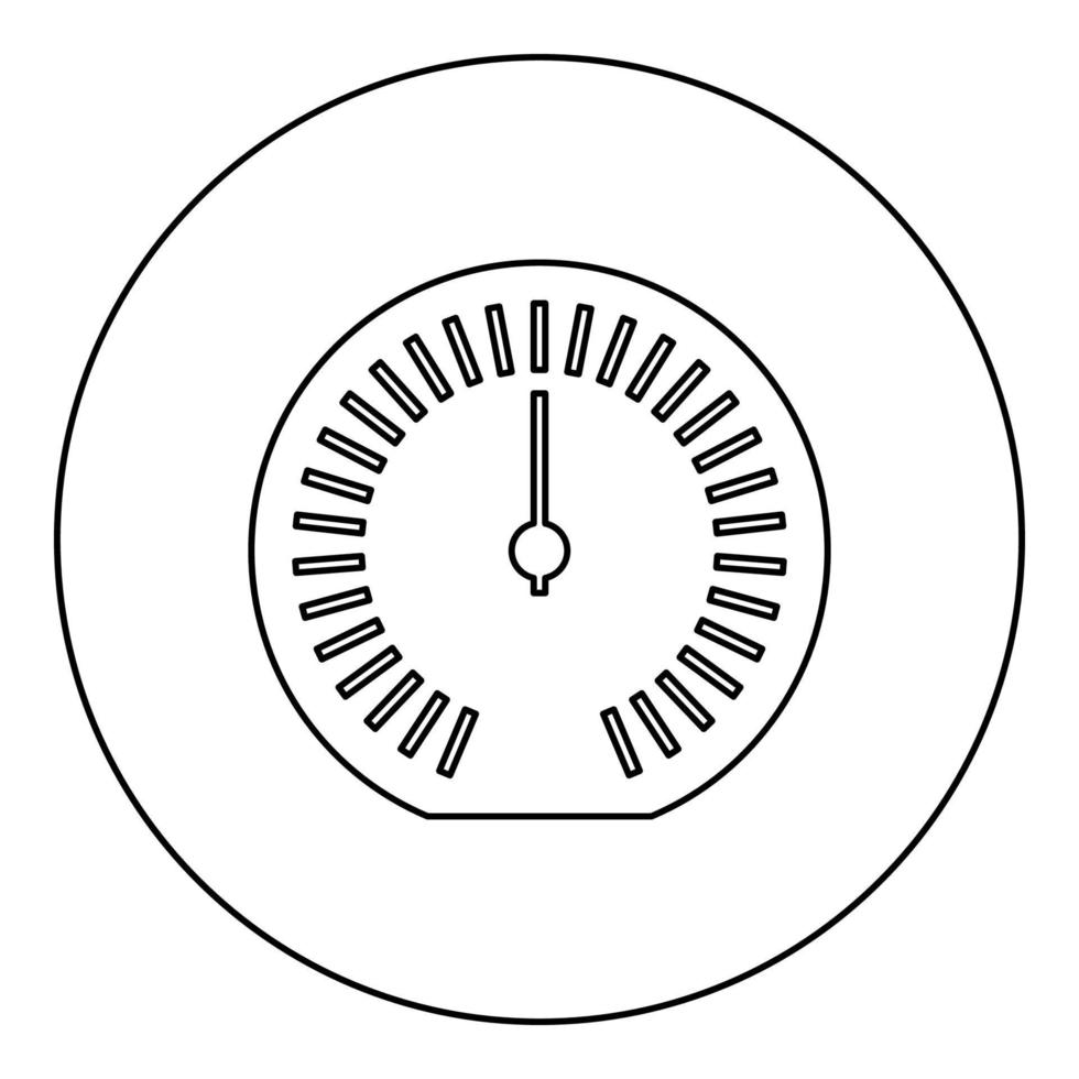 velocímetro cuentakilómetros contador de velocidad icono en círculo redondo color negro vector ilustración imagen contorno línea de contorno estilo delgado