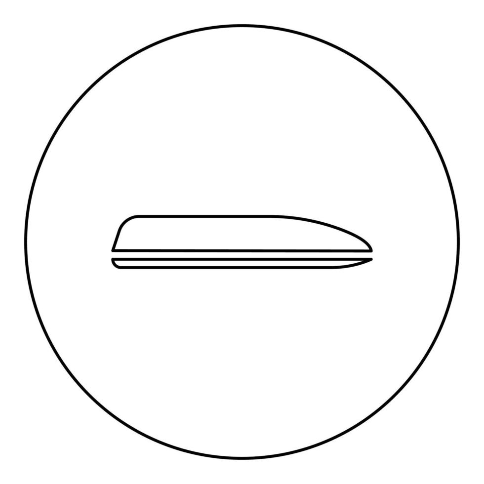 cubierta de la caja del coche del maletero del techo para viajar con icono automático en círculo redondo color negro vector ilustración imagen contorno línea de contorno estilo delgado