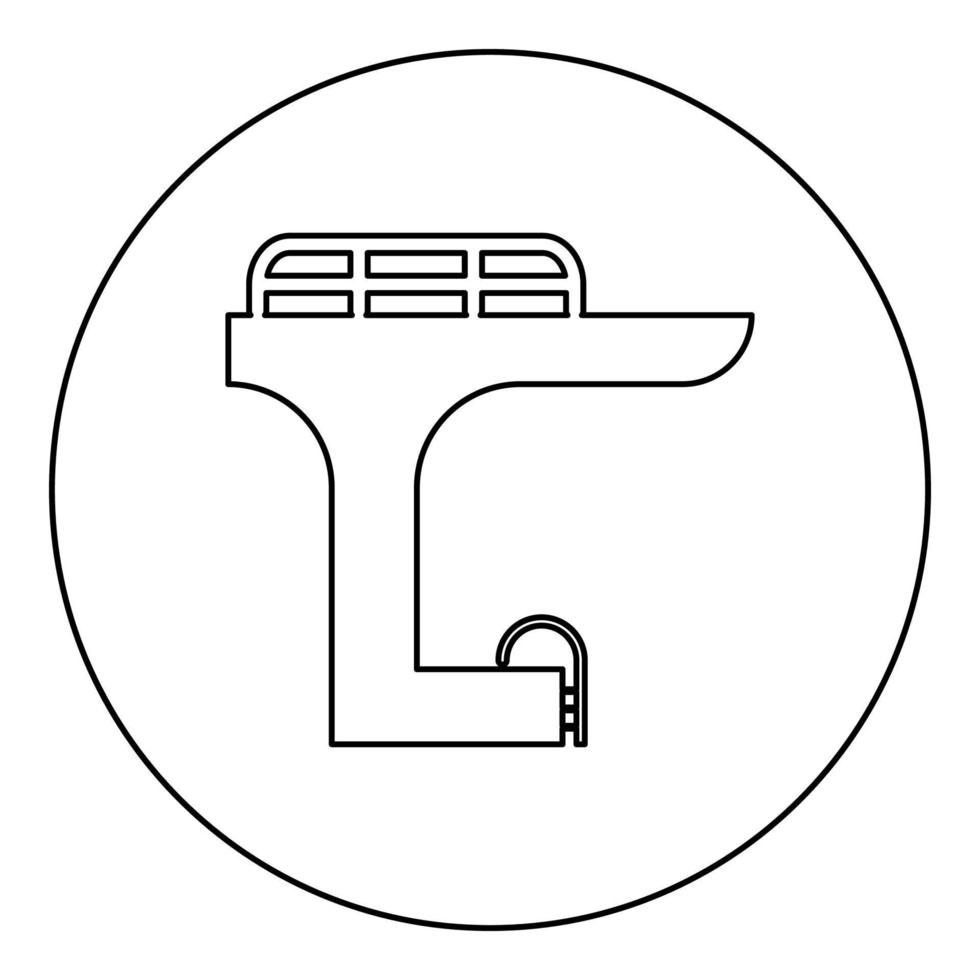 torre en la piscina para salto tablero buceo trampolín natación icono en círculo redondo color negro vector ilustración imagen contorno línea contorno estilo delgado