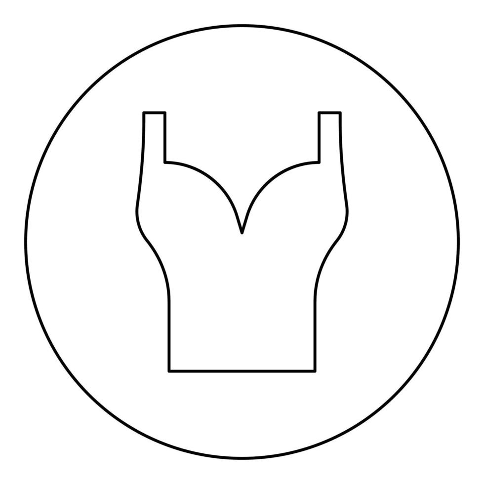 Top wear woman torso sport bra icon in circle round black color vector illustration image outline contour line thin style