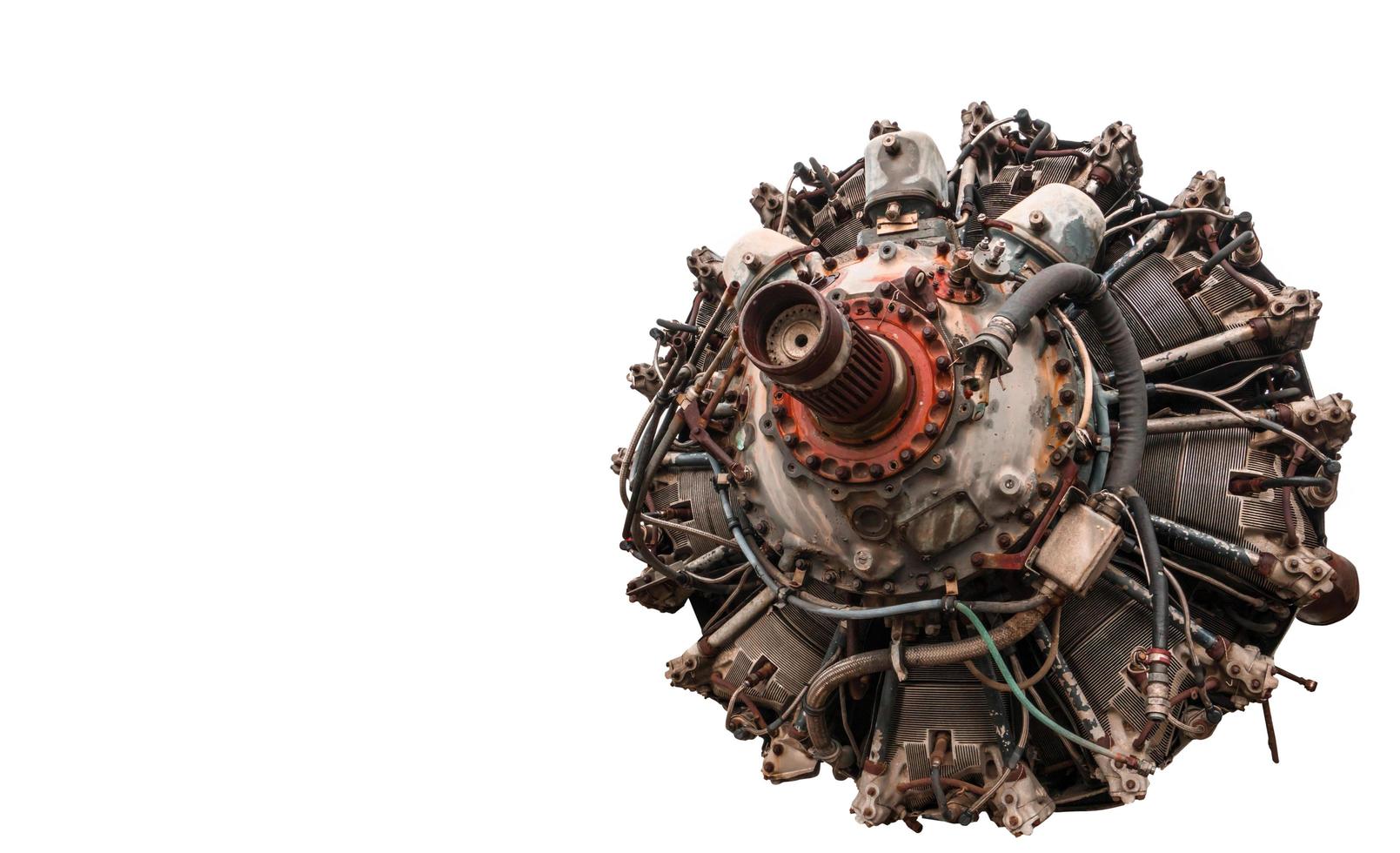 9 cylinder Radial Engine of old airplane,Vintage style photo