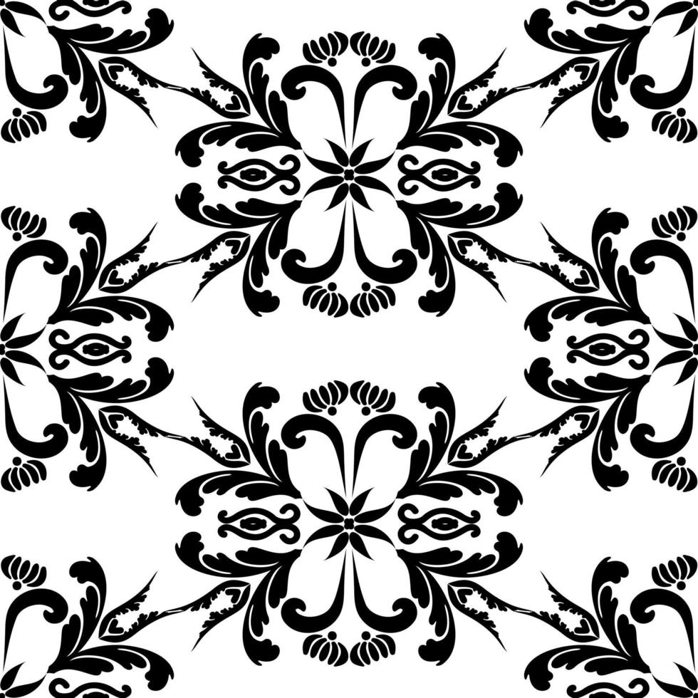 Seamless floral pattern.Reusable floral painting stencils. For the design of wall, textile, wallpaper, wrapping or scrapbooking. Digital graphics. Black and white. vector