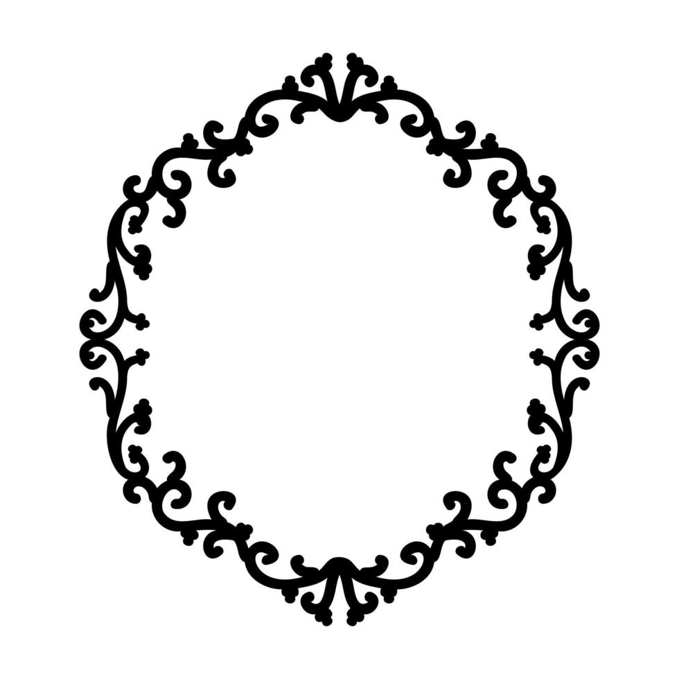 Decorative patterned oval frame. Elegant decor in oriental style. For laser cutting, tattoo, marquetry, logo for yoga, icons, lace. vector