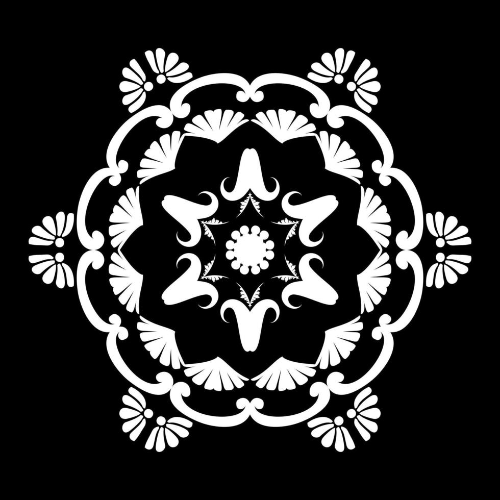 Round ornament. Digital graphics. Antique damask pattern. For holiday decor, brochures, tattoos, laser cutting. Black and white. Arabesque. vector