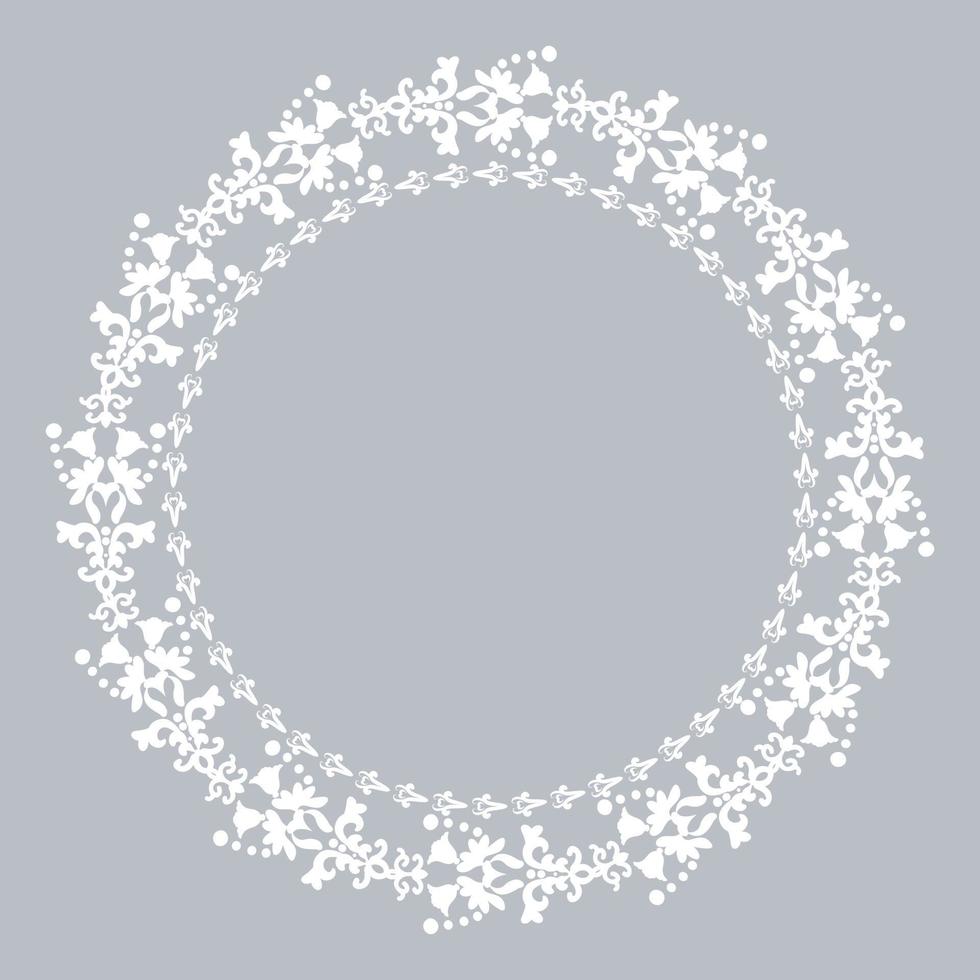 patrón decorativo blanco redondo. marco de navidad de invierno. elemento de decoración para invitaciones y tarjetas de felicitación. vector