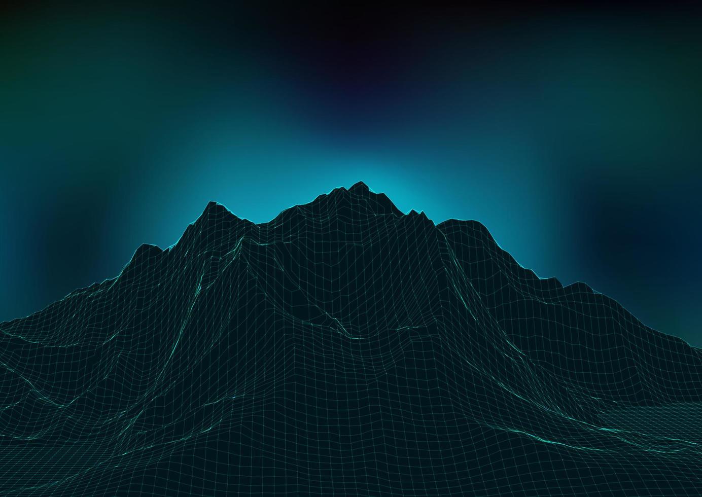 retro themed background with abstract wireframe landscape vector