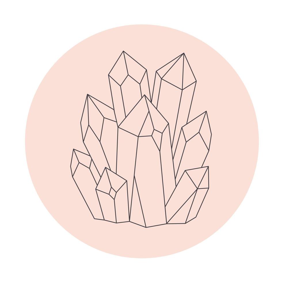 Mystical, esoteric, magic or healing crystals. Linear art. vector