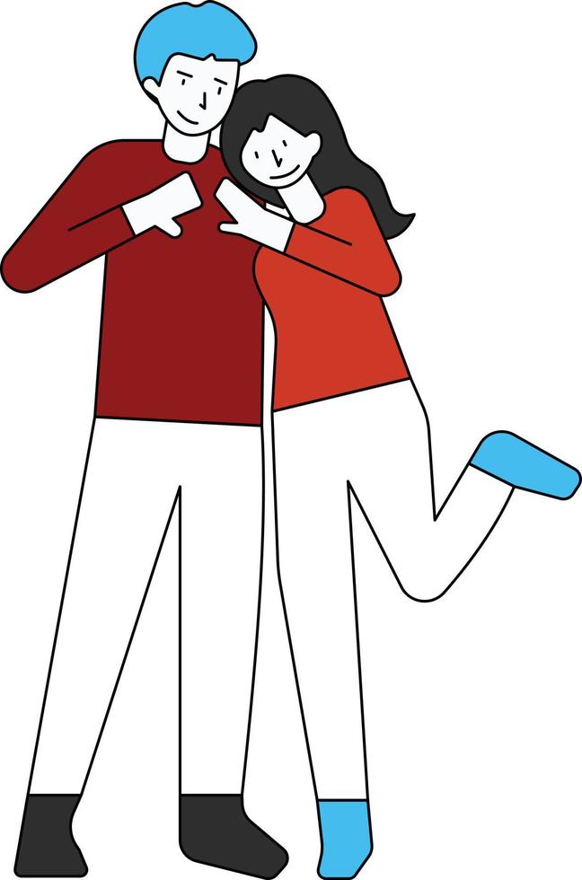 Couple are making heart with their hands. vector