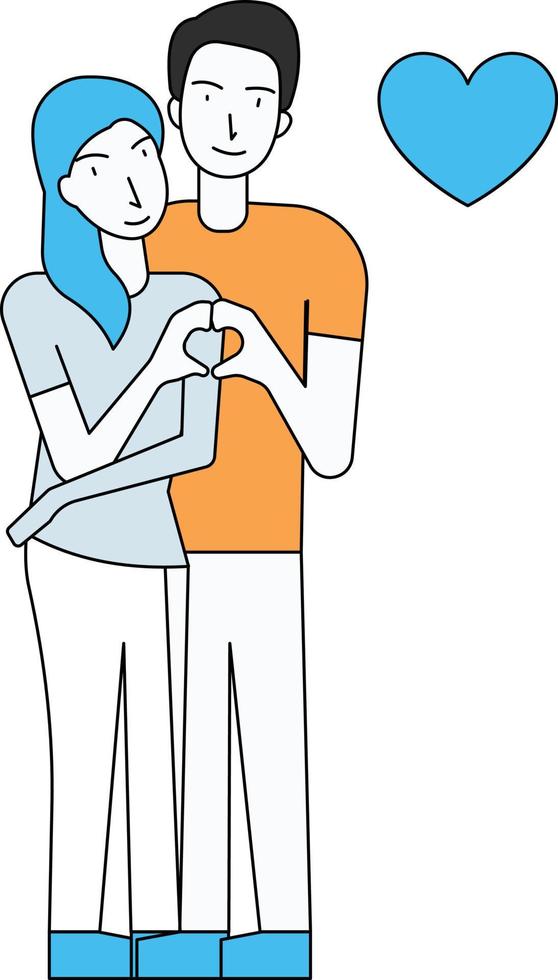 Couple make heart with their hands. vector