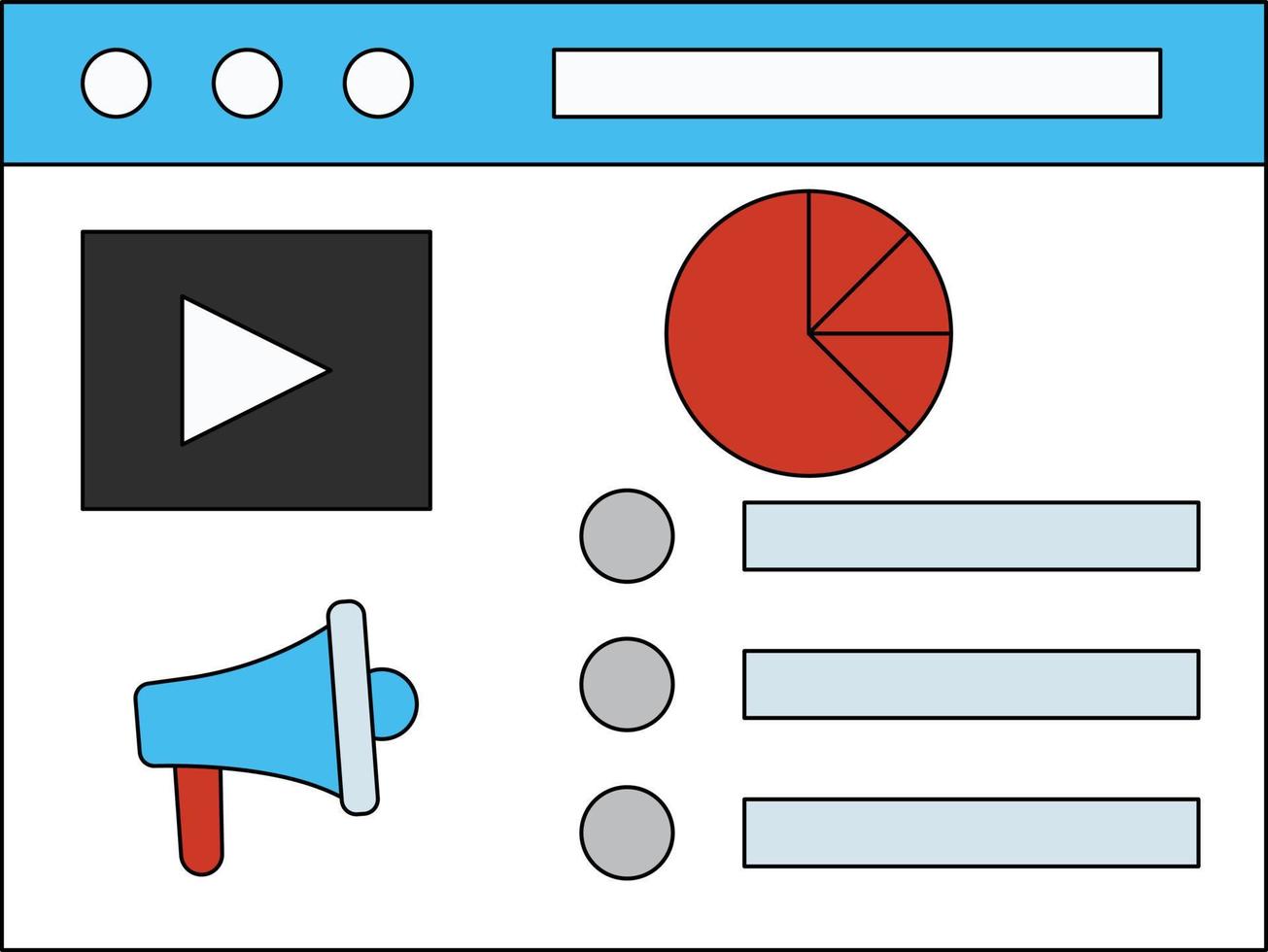Marketing is done on a web page. vector