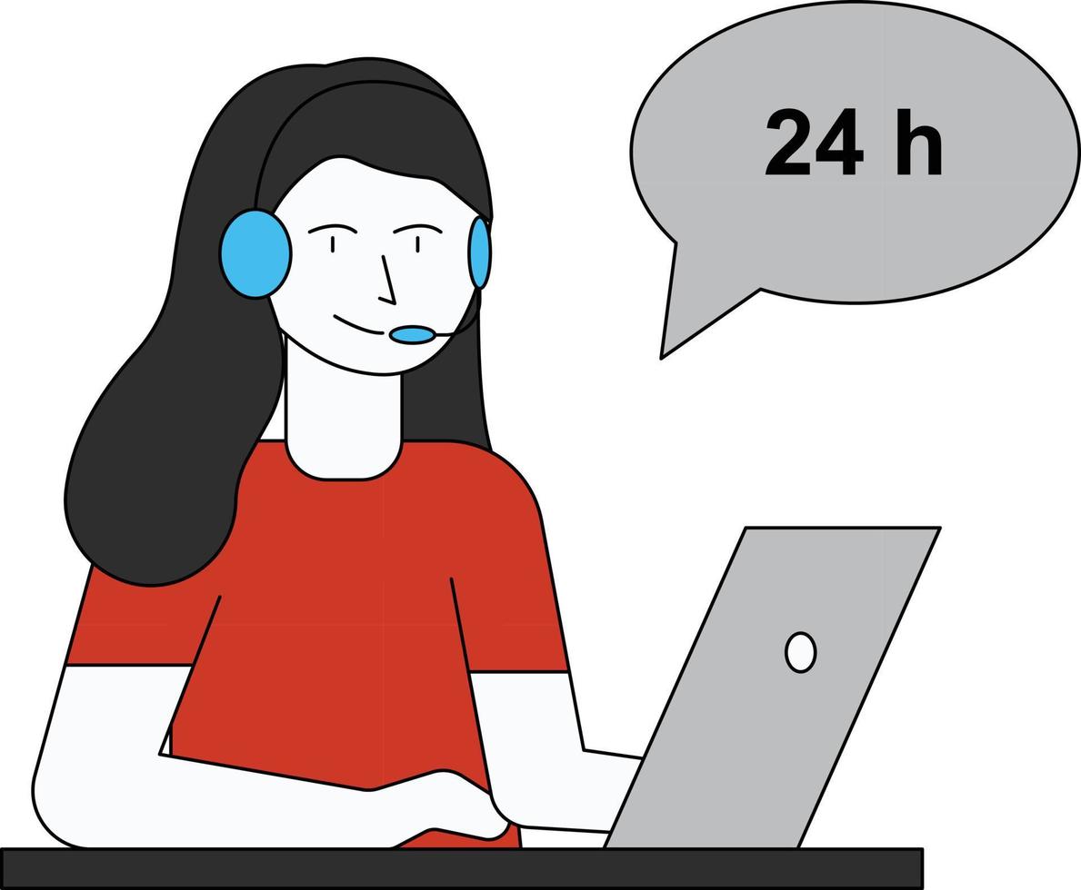 Customer service is available 24 hours a day. vector