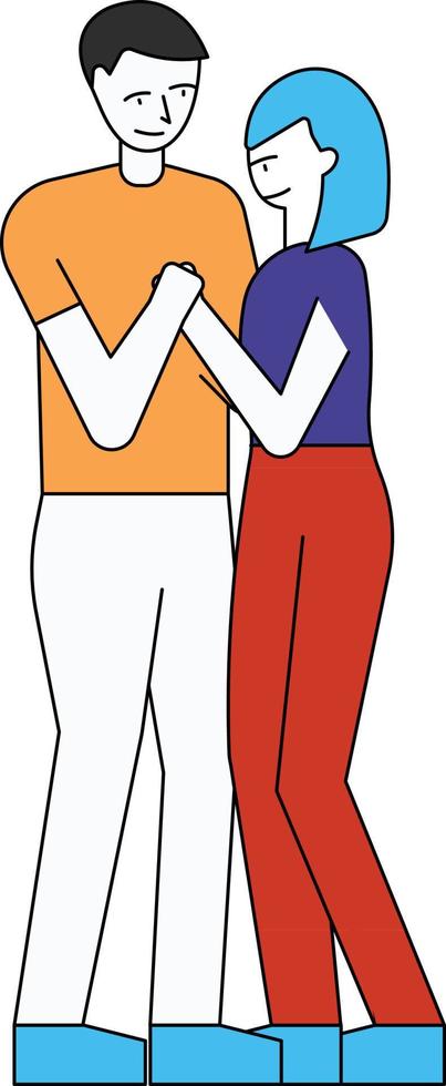 The couple stands in a romantic way. vector