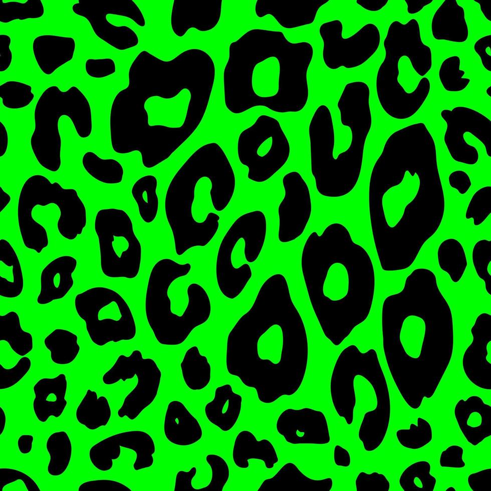 imitación de leopardo, guepardo, tigre animal print.patrón sin costuras de piel animal manchada.patrón vectorial vintage de los años 80 y 90. manchas negras sobre un fondo verde claro. vector