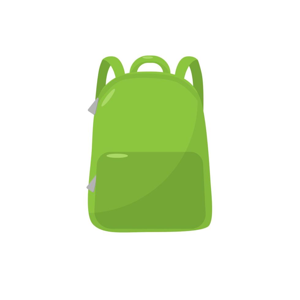 Backpack or schoolbag flat vector illustration isolated on white background. Education and study rucksack for students and traveling icon.