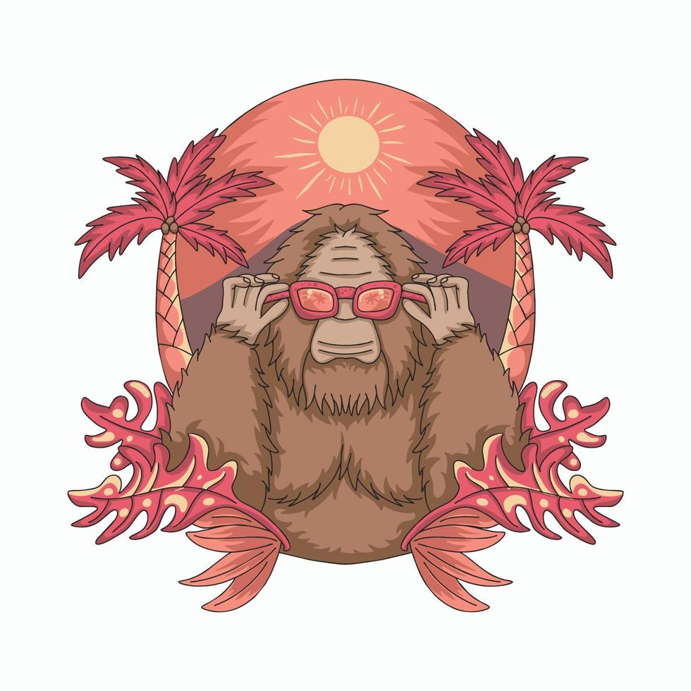 A cool ape enjoying the beautiful sunset vector