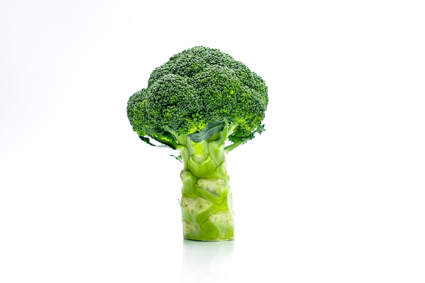 Green broccoli Brassica oleracea. Vegetables natural source of betacarotene, vitamin c, vitamin k, fiber food, folate. Fresh broccoli cabbage isolated on white background with copy space. photo