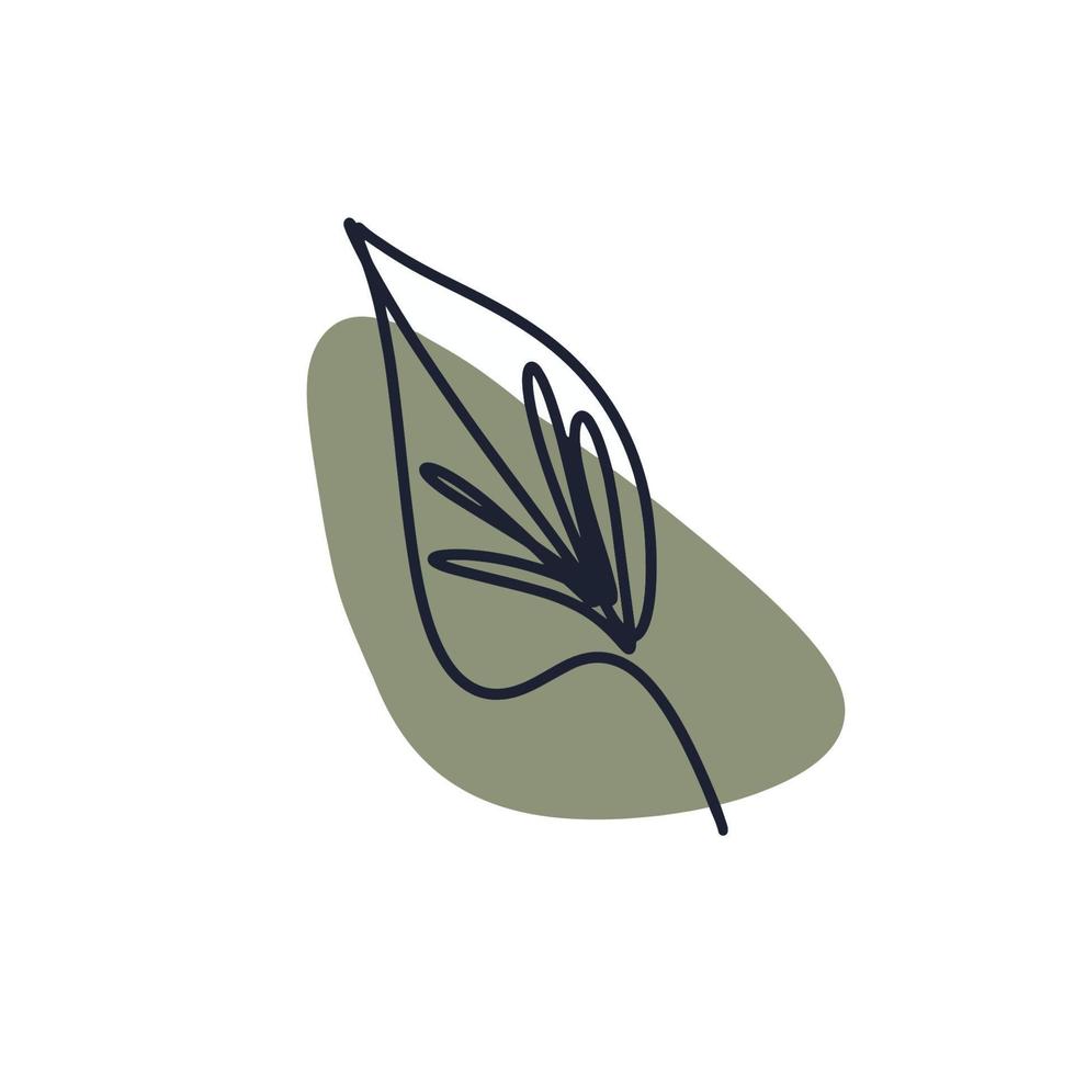 arte de línea de hoja, dibujo de contorno. arte minimalista vector