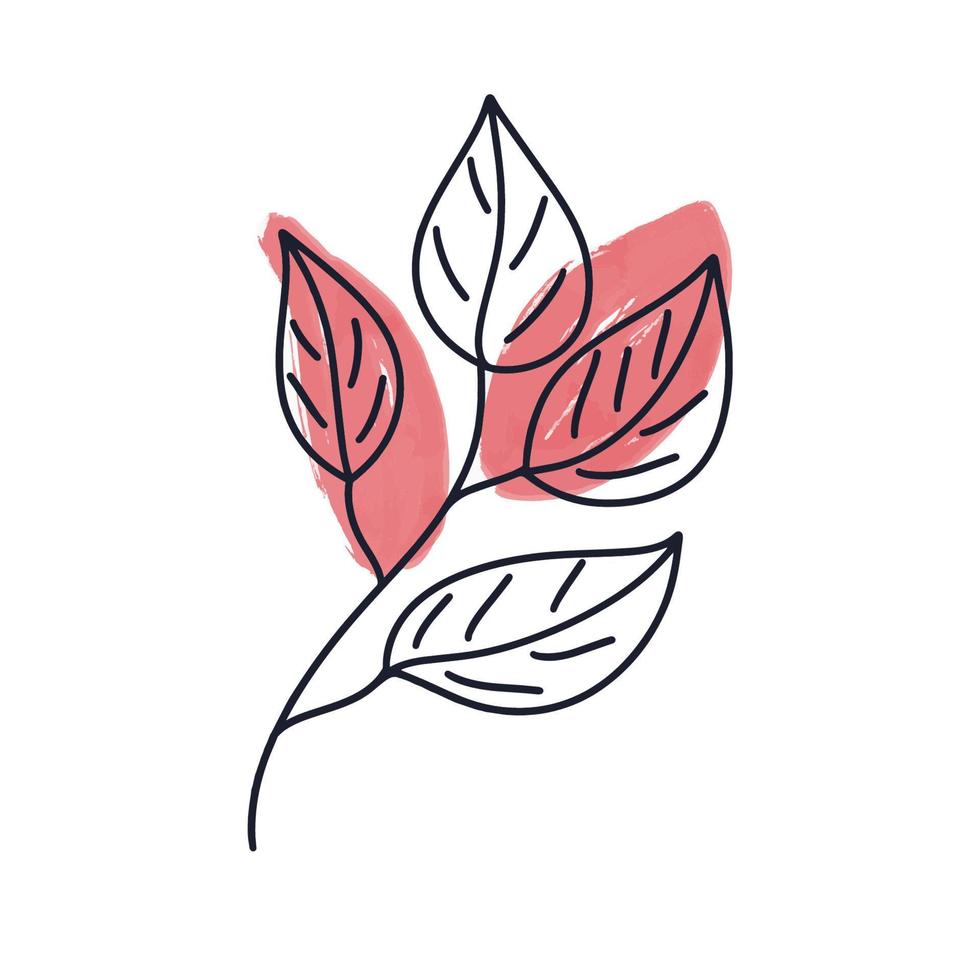 Flowers and leaves in doodle style, doodle illustration vector