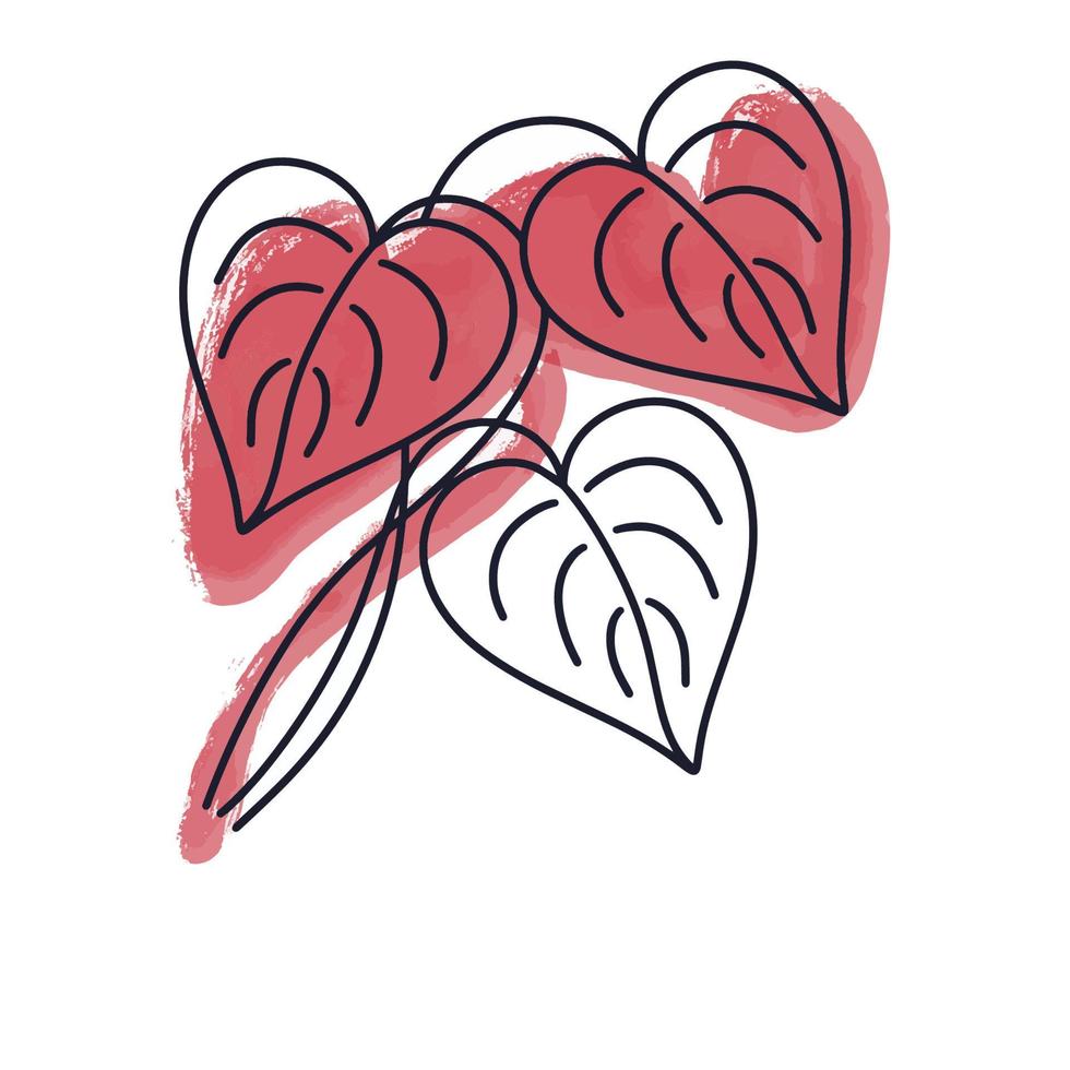 Red leaf from a tree, sketch style vector