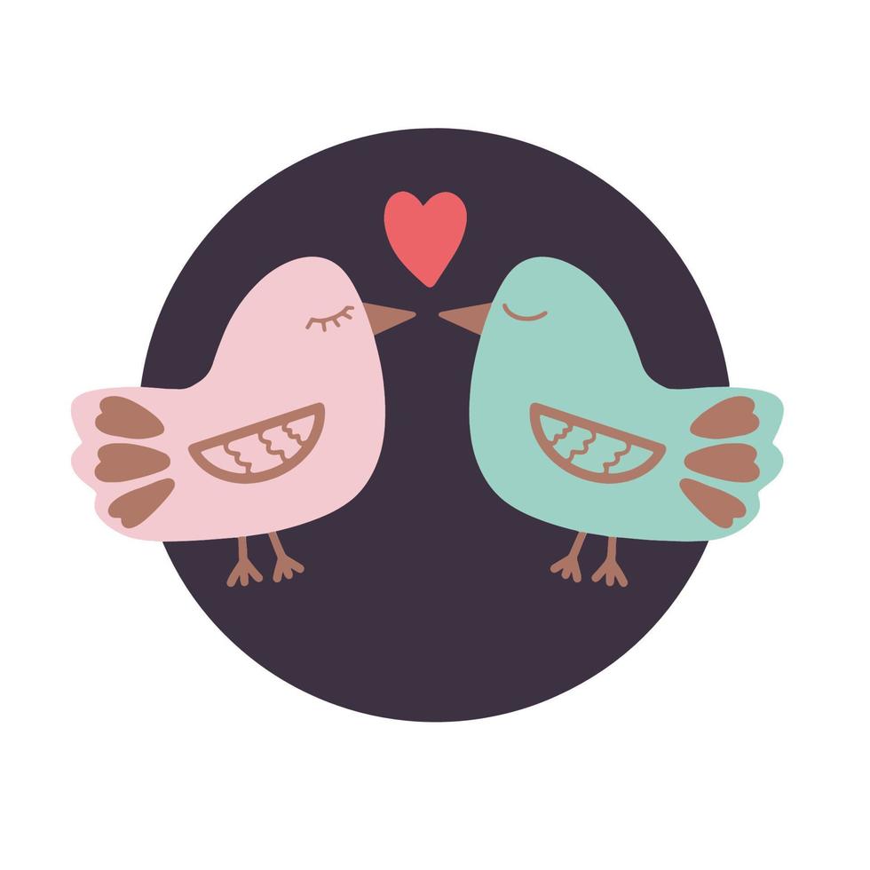 Couple of birds in love. Vector illustration