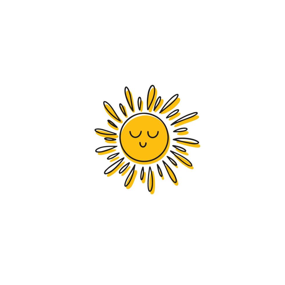 Cute sun with smile. Vector illustration