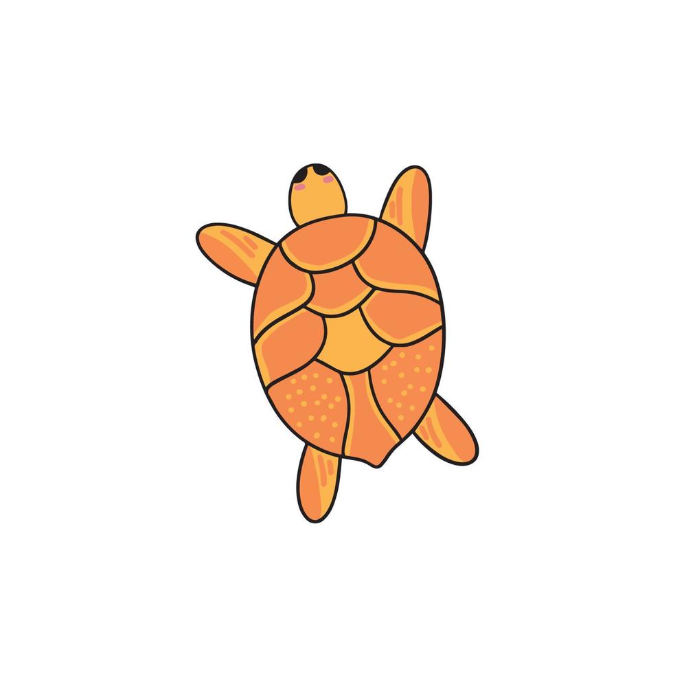 lindo, tortuga marina, caricatura, aislado, blanco, plano de fondo vector