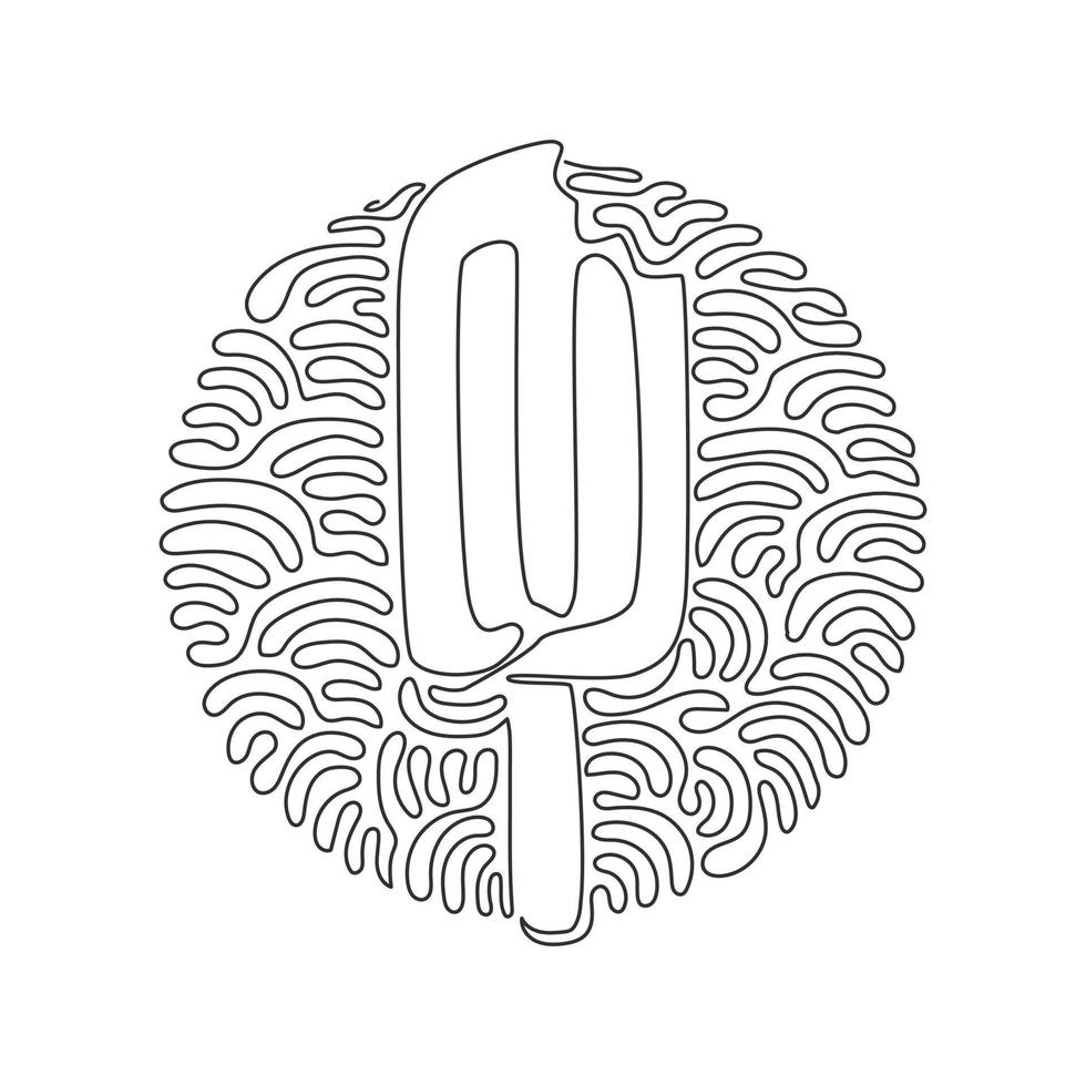 Single continuous line drawing frozen popsicle have been bitten. Ice cream on stick for dessert. Cold summer snack. Swirl curl circle background style. One line draw graphic design vector illustration