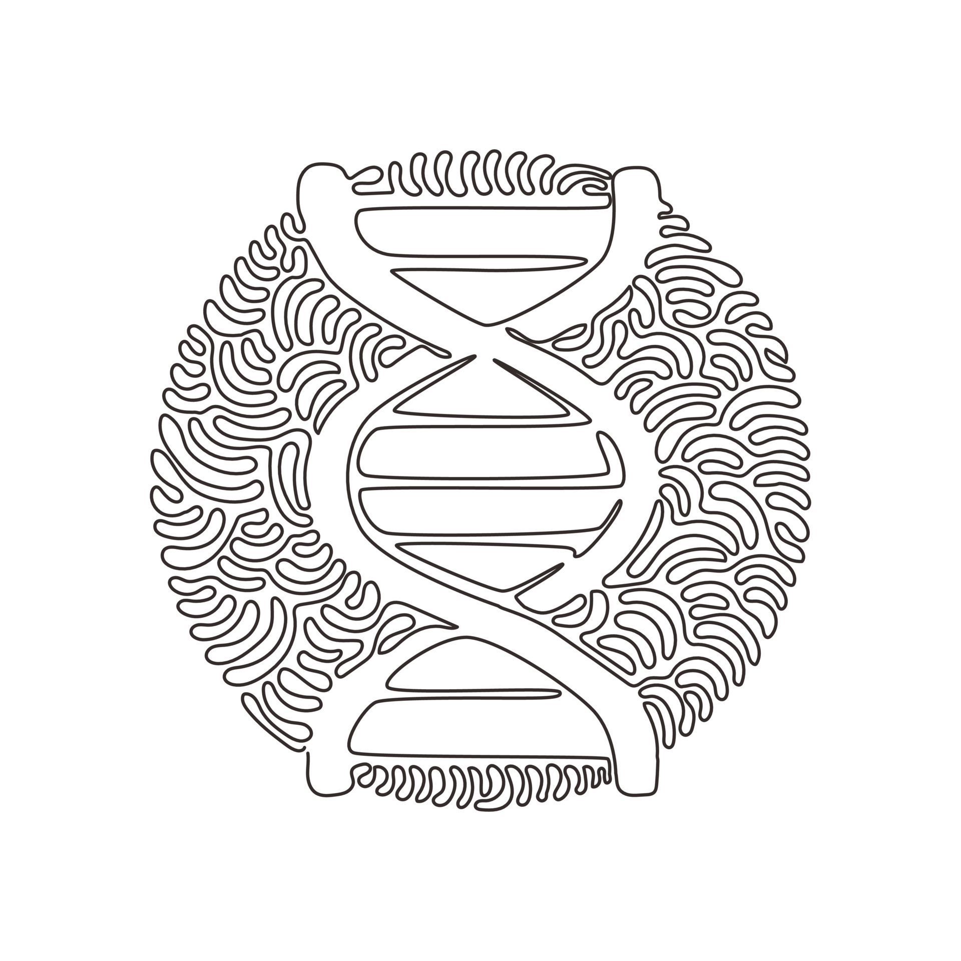 Single one line drawing DNA icons. Life gene model bio code