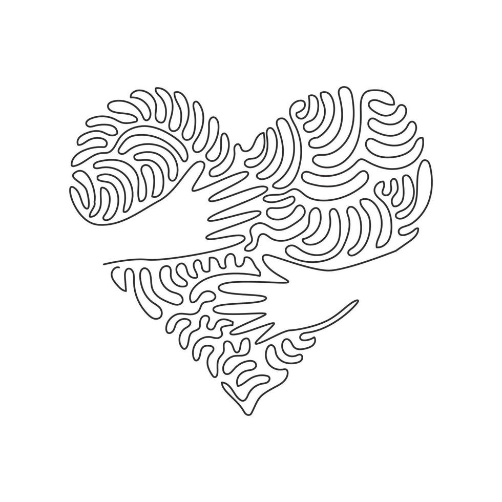 Single continuous line drawing embrace heart shape design vector template. Embracing icon or logo for health care symbol. Swirl curl style. Dynamic one line draw graphic design vector illustration