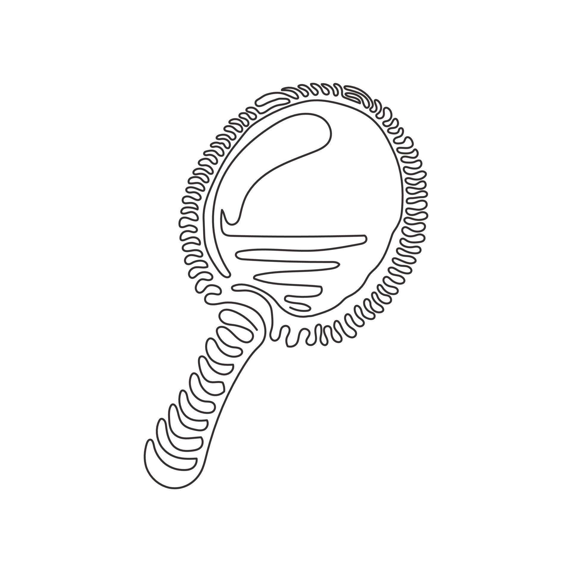 Continuous one line drawing Mirror with handle for makeup. Hand mirror