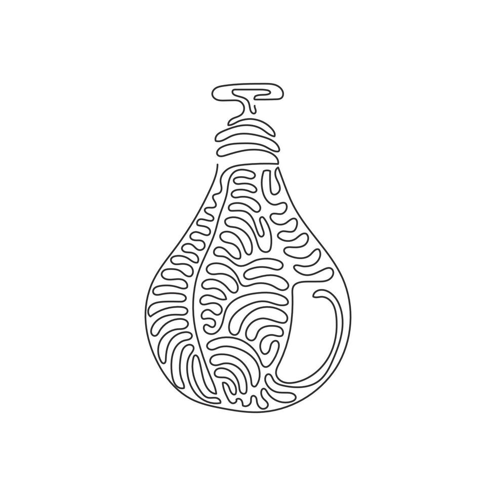 Single continuous line drawing punching boxing speed bag. Hitting speed bag for boxing training. Boxing equipment exercise. Swirl curl style. Dynamic one line draw graphic design vector illustration