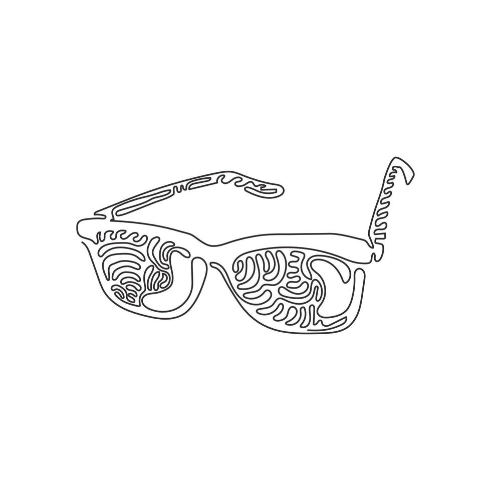 anteojos negros de dibujo de una sola línea continua. gafas modernas de moda. gafas hipster. gafas de lectura de moda negras. estilo de rizo de remolino. ilustración de vector de diseño gráfico de dibujo de una línea