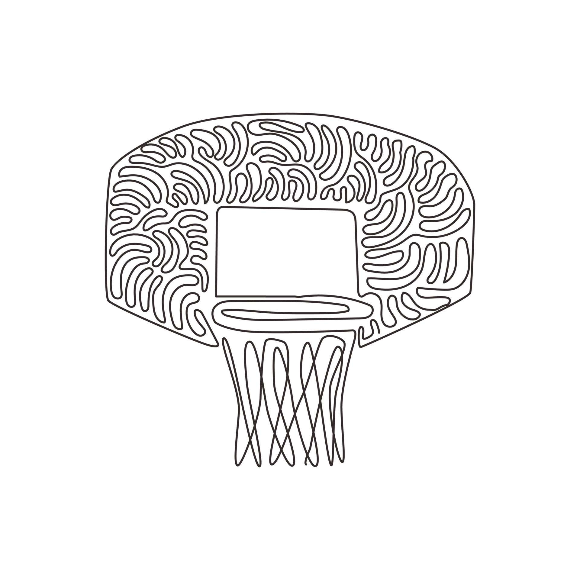 Continuous one line drawing basketball hoop, basketball basket. Net with  round circle, equipment of sport gym. Sportive basket. Swirl curl style.  Single line draw design vector graphic illustration 7768187 Vector Art at