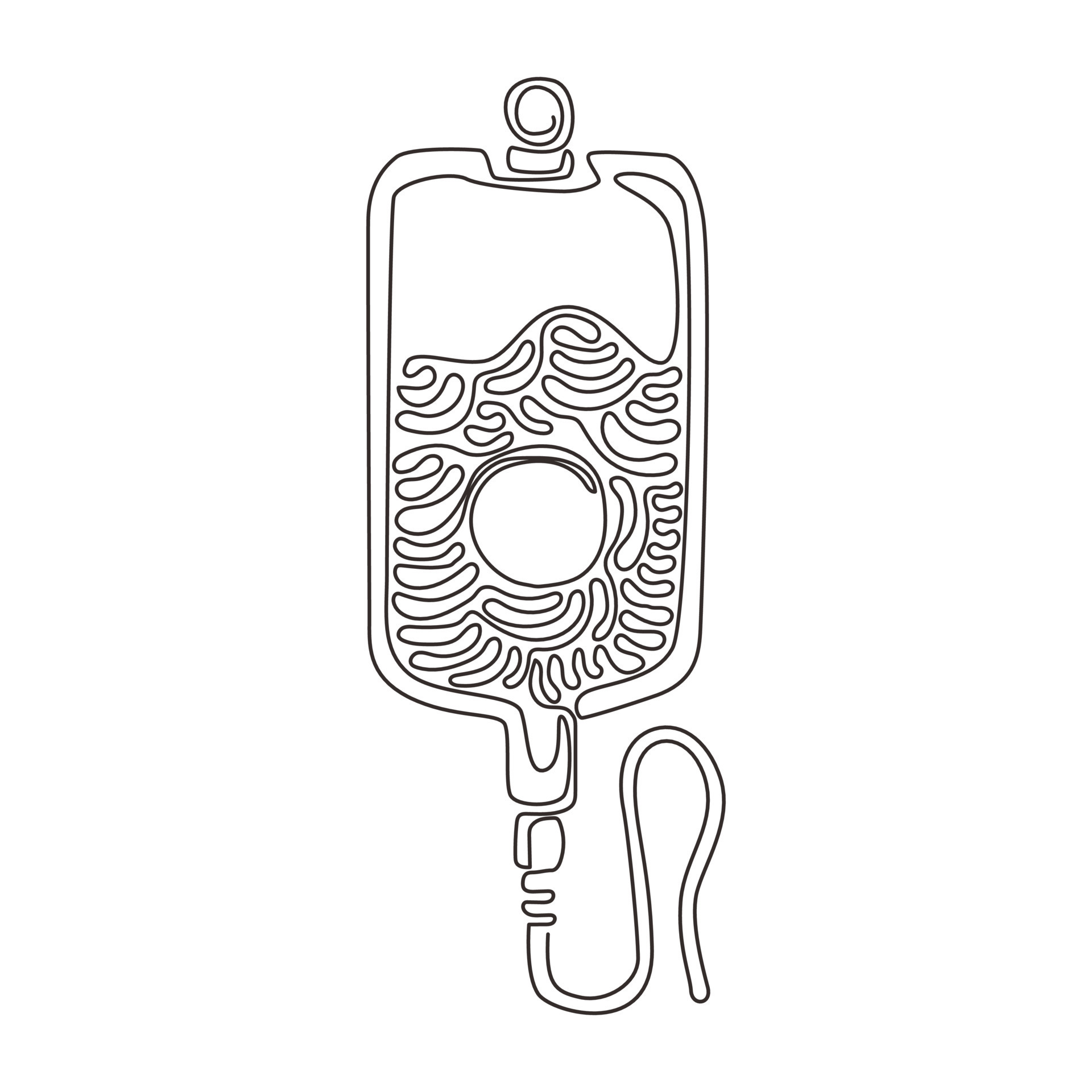 Single one line drawing infuse icon. Blood bag. IV bag icon