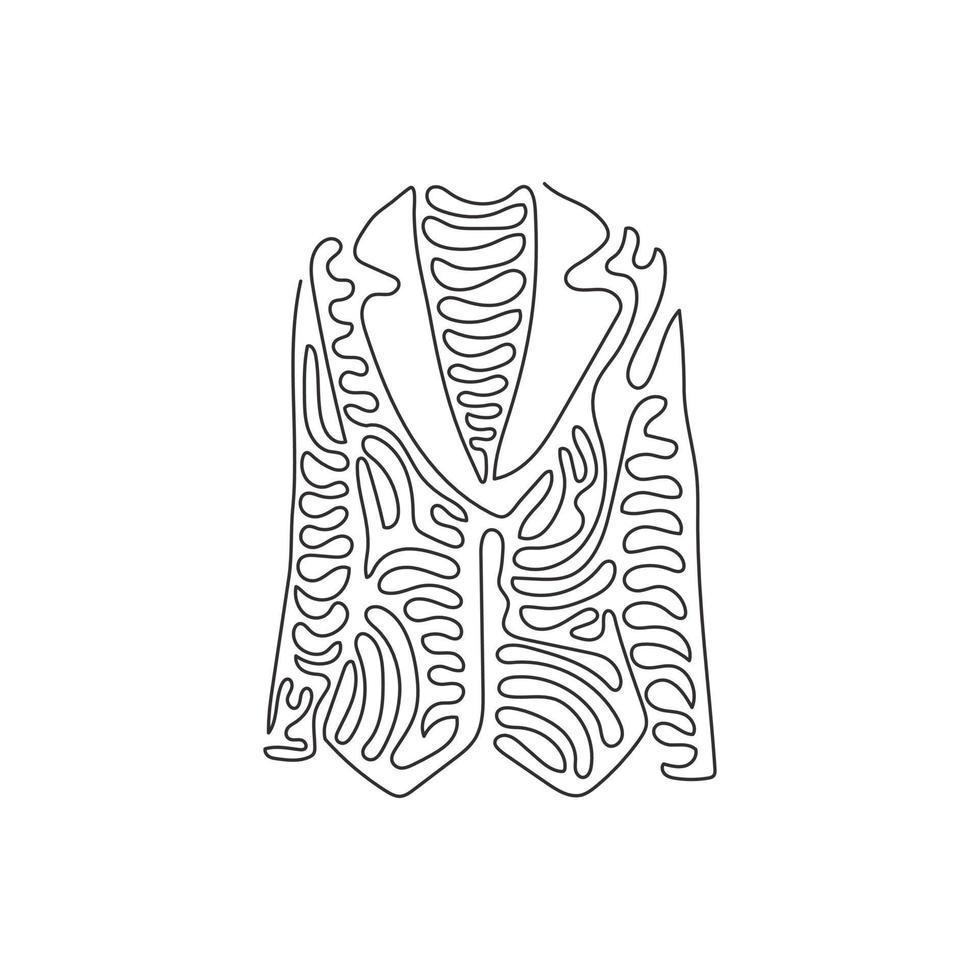 chaqueta o chaqueta de mujer de dibujo de una sola línea. ropa básica en estilo de negocios. casaca. traje de negocios. ropa de mujer estilo de rizo de remolino. ilustración de vector gráfico de diseño de dibujo de línea continua