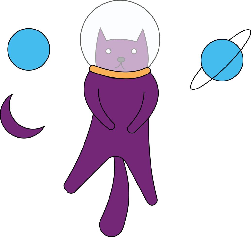 The cat is standing in space. vector