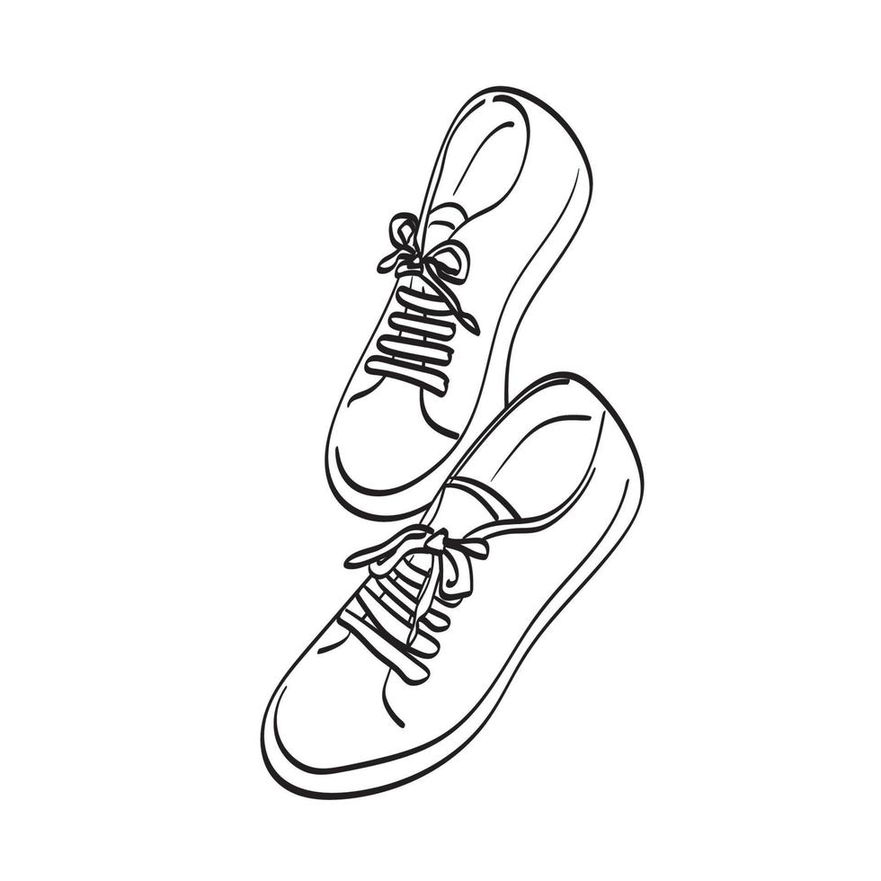 canvas shoes illustration vector hand drawn isolated on white background line art.