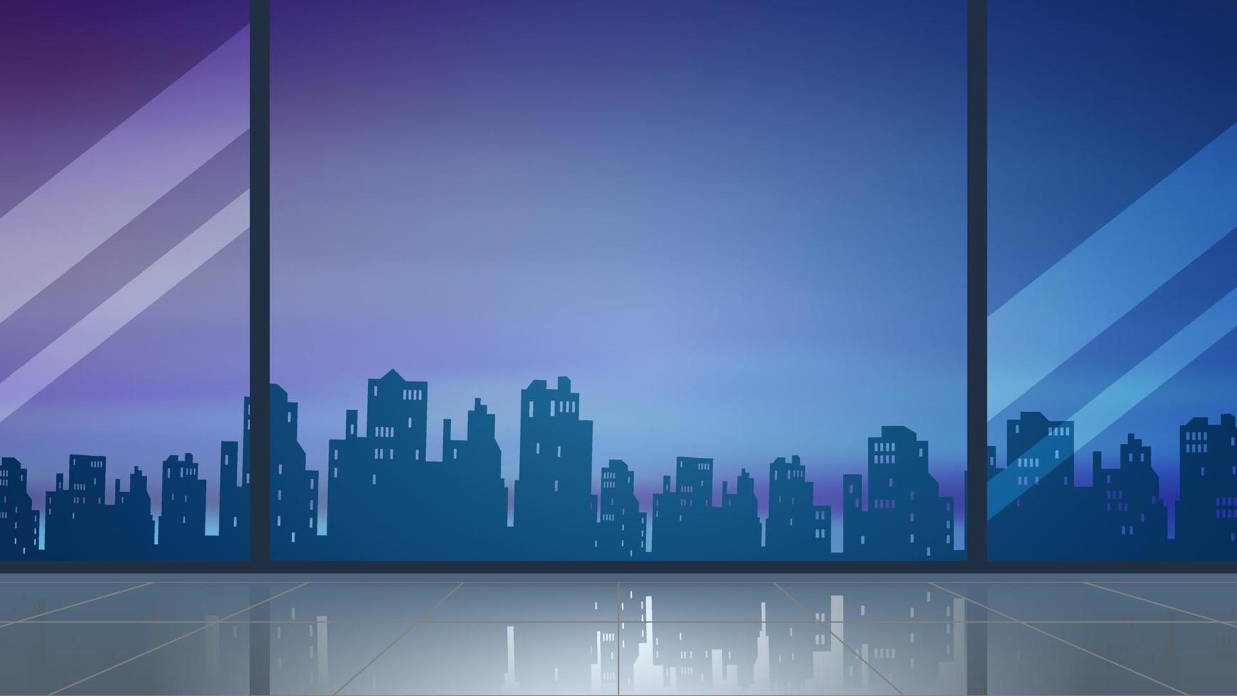 Night View from building Window Illustration. vector