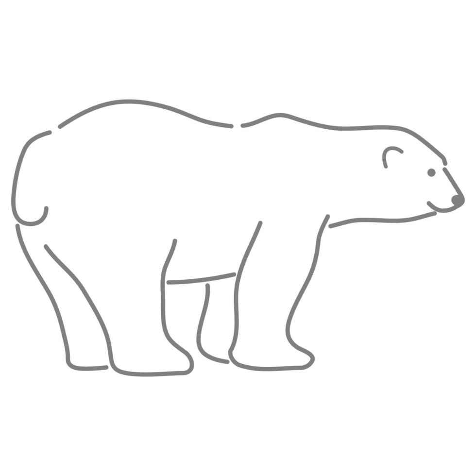 Polar Bear in Outline Sketch. vector